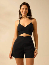 CAJUNI Women's V-Shaped Black Mini Shorts, Vacation Casual Summer Shorts